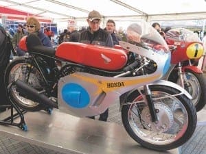 …And Honda 250-6 took pride of place in the Pirelli awning