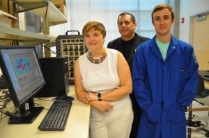 From left, Mihrimah Ozkan, Cengiz Ozkan and Zachary Favors in the Ozkan’s lab