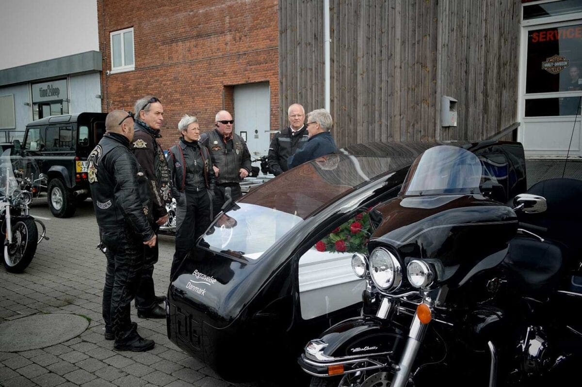 Motorcycle hearse funeral