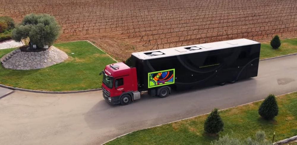 Luscious Rosefarve Metropolitan INSIDE Valentino Rossi's MAMMOTH motorhome | MoreBikes