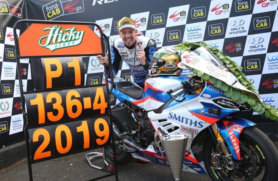 Peter Hickman after his record breaking lap at the 2019 Ulster Grand Prix.