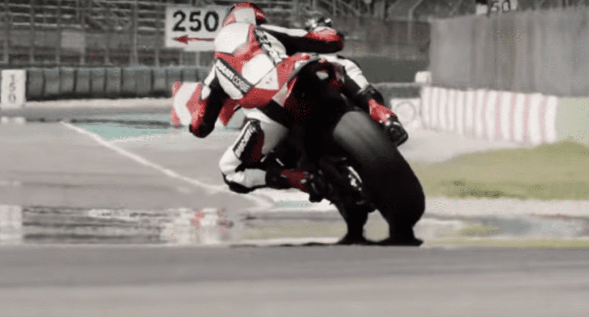 Hangin' it all out on track with the Ducati Streetfighter V4 S in the motorcycle's video.