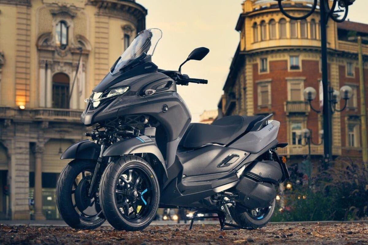 This is Yamaha's Tricity 300. It's got three wheels. And the front two lean.