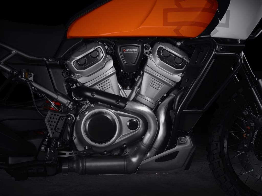 The Revolution Max engine. Narrow and able to deliver some punch, according to the American bike builder.
