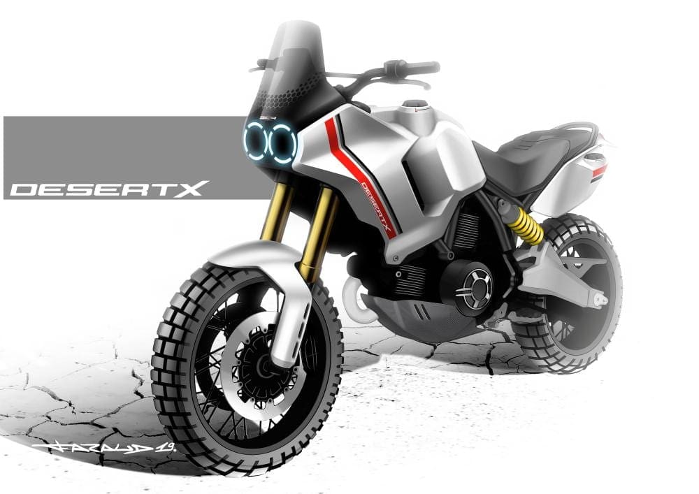 This is the new Desert X illustration from Ducati.  A nice and chunky motorcycle, eh? 