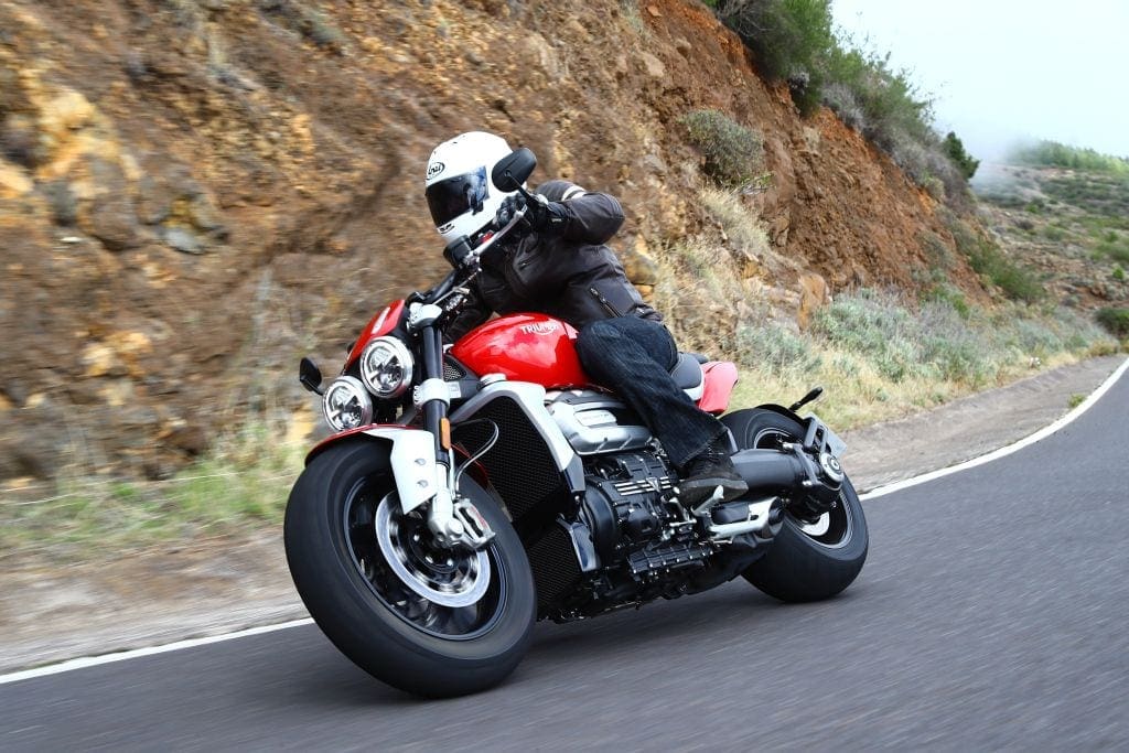 On the move, the Rocket 3 motorcycle from Triumph is terrific fun to ride. 
