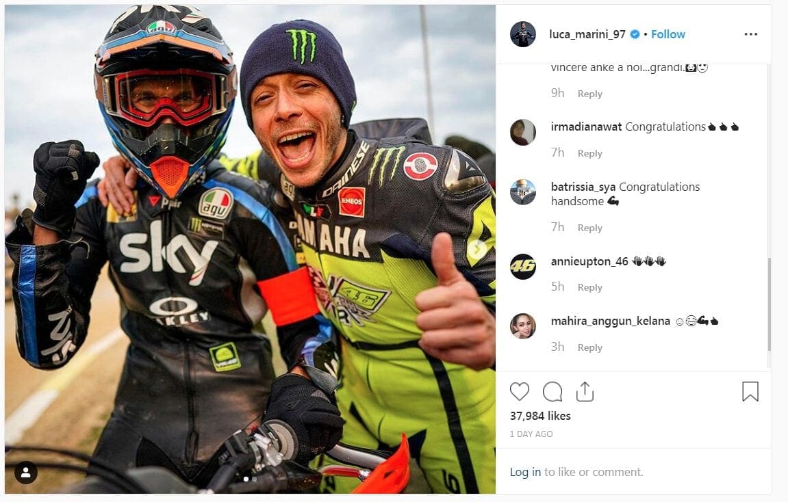 Marini and his brother Rossi, winners of the 100km dei Campioni event for 2019.