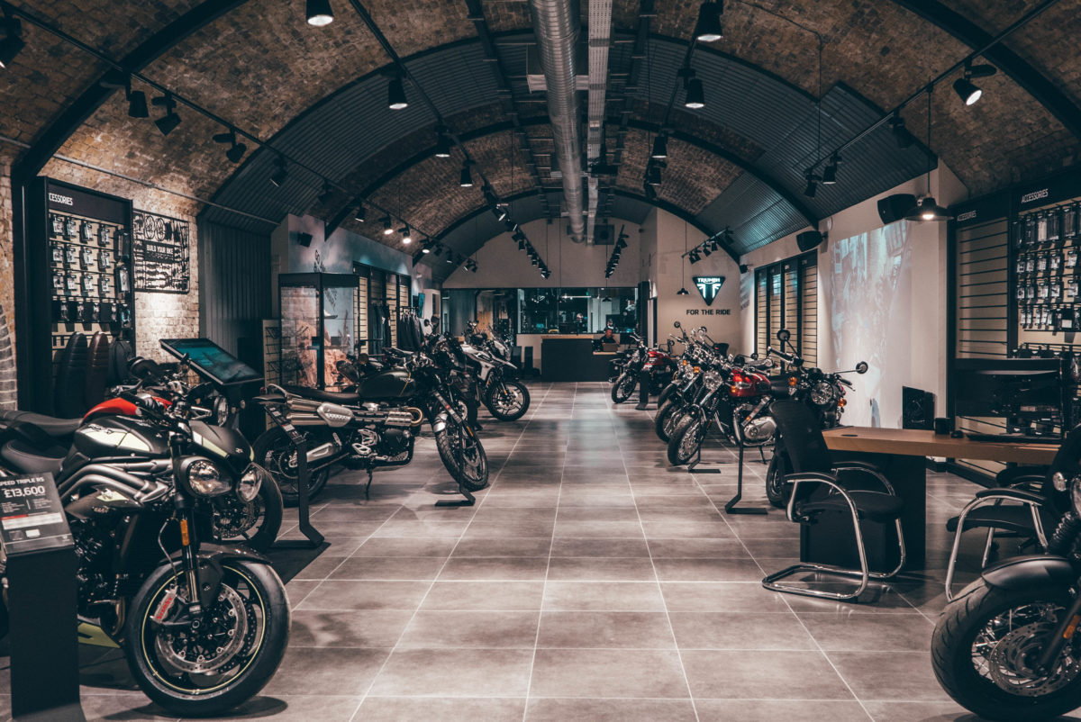 Nice and fresh but still using the old railway arches, the new London dealership will appeal to a lot of the Capital's riders.