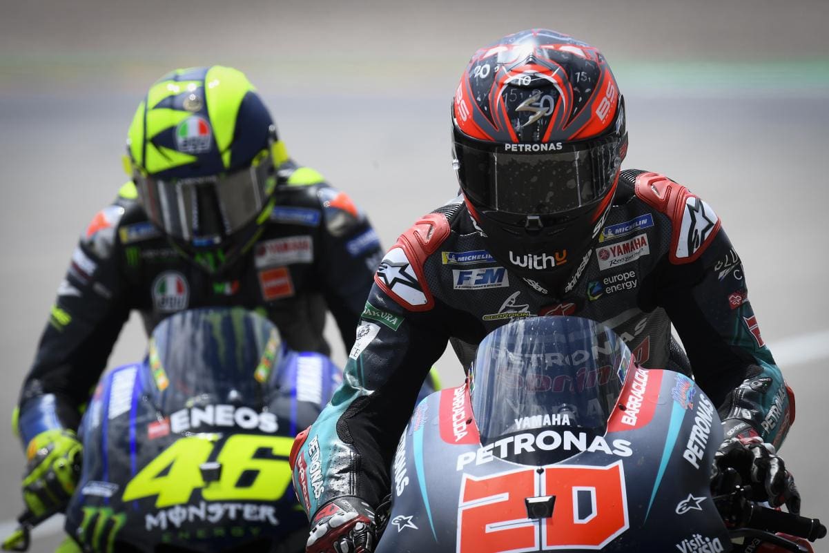 Rossi (#46) has been replaced in the 2021 Factory Yamaha Petronas squad by upcoming youngster Fabio Quartararo (#20)
