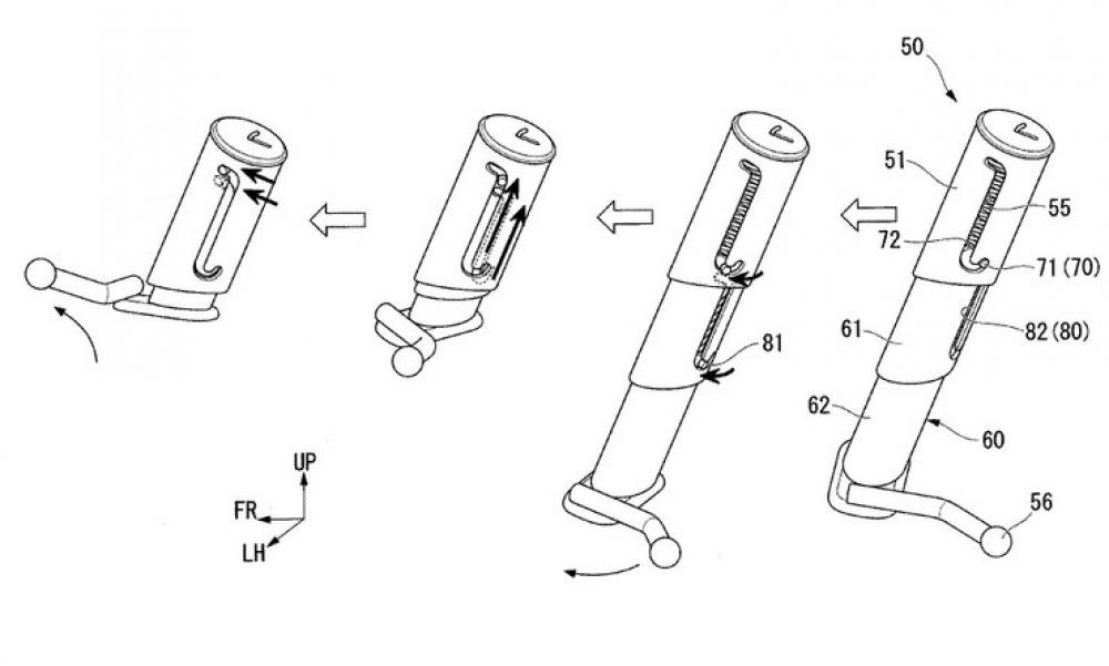 PATENT: Honda’s TELESCOPIC side stand. 