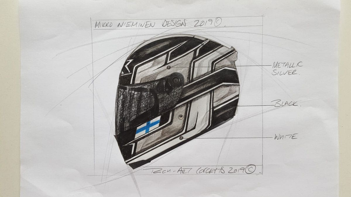 This was where Richard started Mikko's helmet design