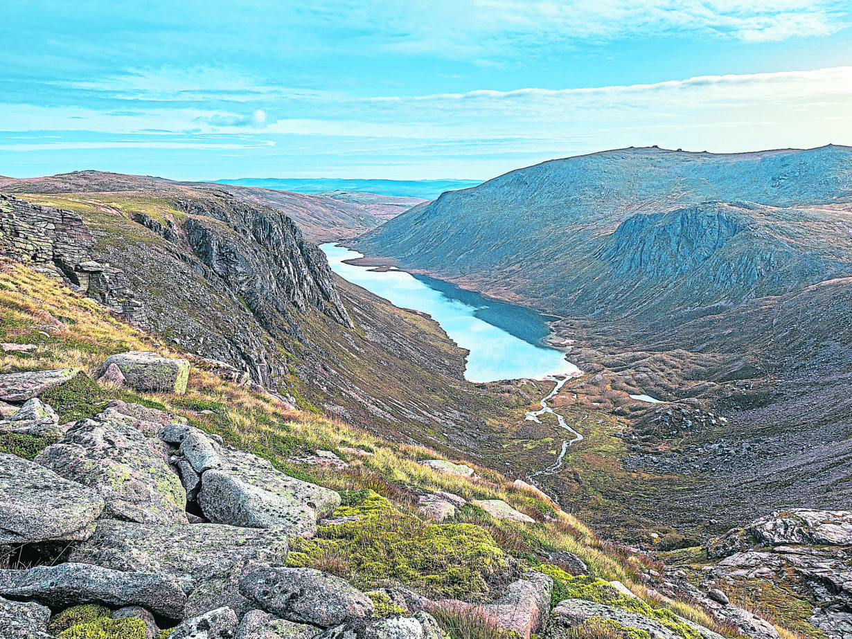 Looking out over Loch A'an (Loch Avon) in the Cairngorm National Park