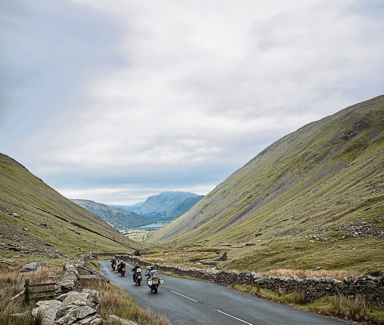 Motorcycles through a pass